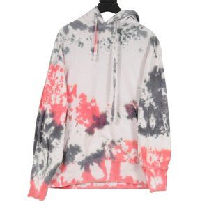 UNKNWN Tie Dye Hoodie Medium Red Grey White Logo Splatter White Cotton Pullover